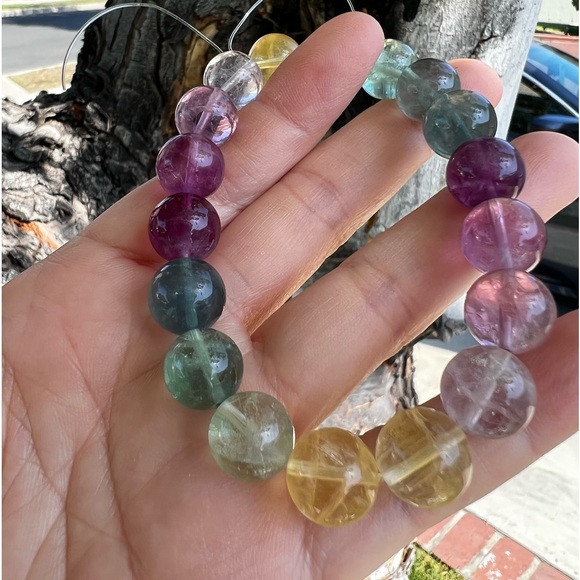 Mixed Color Fluorite Bead Bracelet - Picture 6 of 9